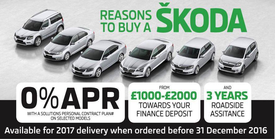 0% APR with upto £2000 SKODA deposit contribution.