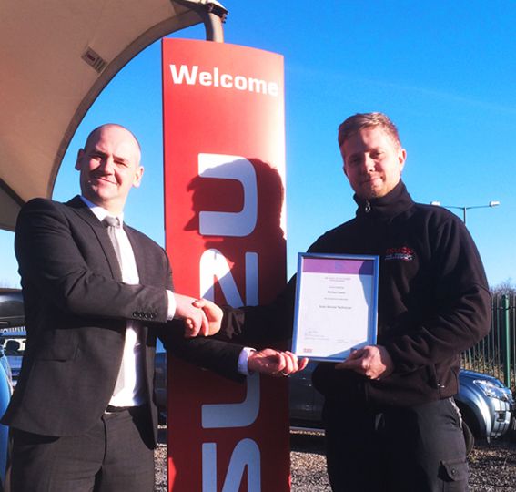 Mike Lamb, passes ISUZU Service Technician qualification